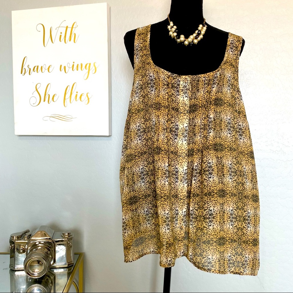 Cheetah Button-Up Blouse, Plus